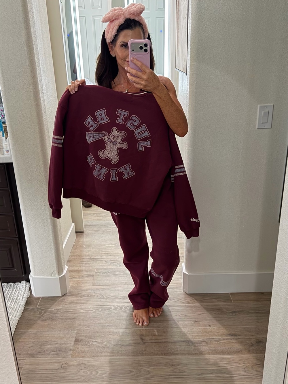 Cozy Burgundy Sweatshirt & Jogger Pajama Set